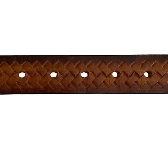❌ SOLD ❌ Leather Belt With Woven Braided Inset Brown Size 36 - Picture 5 of 6